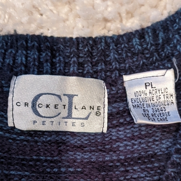 Vintage Cricket Lane Marled Sweater Vest With Plaid Leaf Appliques Button Front - Picture 4 of 5